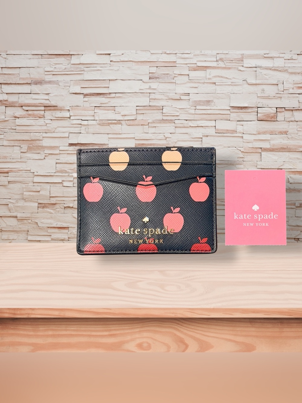 Kate Spade Orchard Degrade Apple Print Slim Card Case NWT